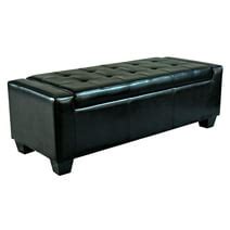 Black Faux Leather Ottoman with Storage, Rectangular Extra Long Storage Bench for Bedroom and ...