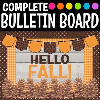 Fall Classroom Decor "Hello Fall!" Bulletin Board Kit Pine Cones Autumn