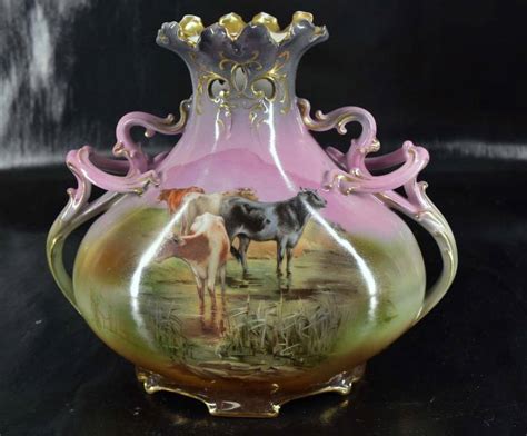 Unusual Art Nouveau Royal Bayreuth Cow Vase Auction