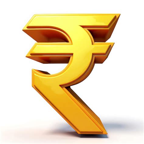 Golden rupee sign 3D illustration isolated on white background ...