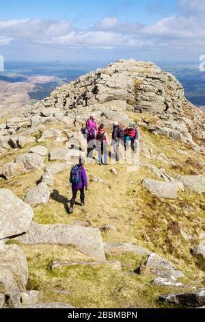 Hill walker in the Snowdonia National Park Gwynedd Wales United Kingdom ...