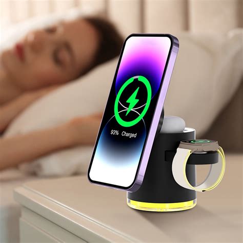 Three In One Magnetic Wireless Charger 15W Fast Charging Foldable LED ...