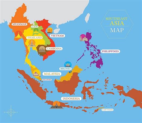 What Are The Five Regions Of Asia? | Asia map, Southeast asia ...