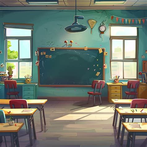 Premium Photo | In a lively cartoon classroom scene a large empty ...