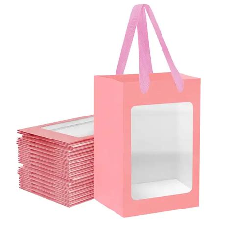 Custom Clear Flowers Bags Bouquet Valentine's Day Wholesale High Quality Pink Paper Hand Bag ...