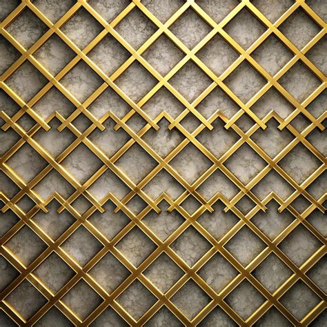 Twolayer 3d golden metal lattice on gray concrete background with high ...