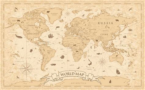 Vintage World Map | World map art, Illustrated map, World map design