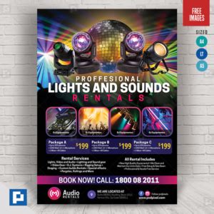 Lights and Sounds Rental Archives - PSDPixel in 2024 | Flyer, Psd flyer ...