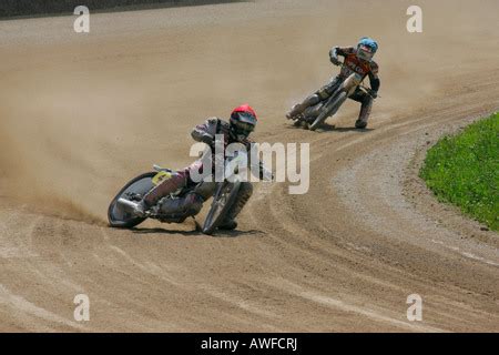 Short track race, international motorcycle race on a dirt track ...