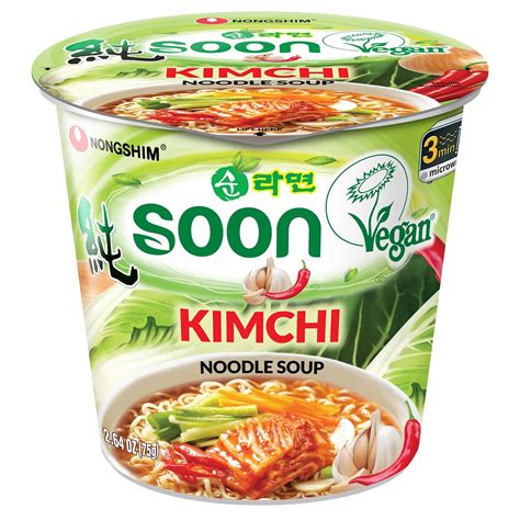 Soon Kimchi Vegan Ramen Noodle Soup Mix Cup, Microwaveable Vegan ...