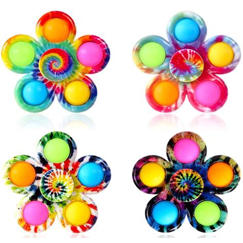 Pop Fidget Spinner Toy Set 4 Pack Bubble Sensory Stress Relief Toys for ...