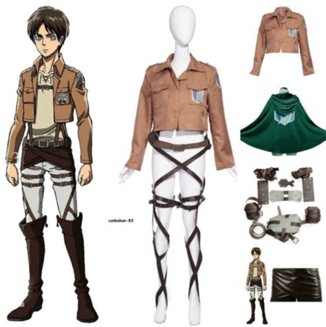 Attack On Titan Eren Jaeger Investigation Corps Nylon Uniform Cosplay ...