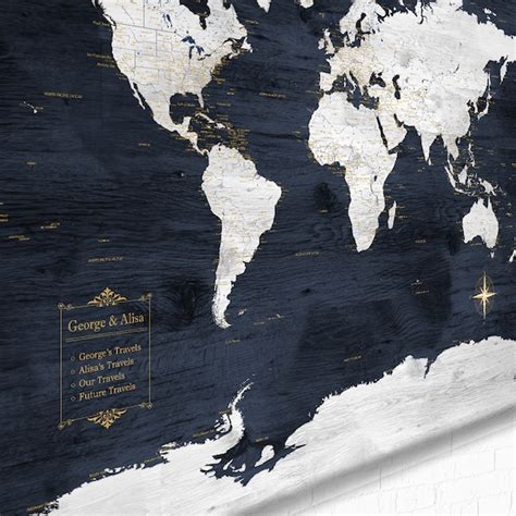Personalised World Travel Maps Framed - Etsy