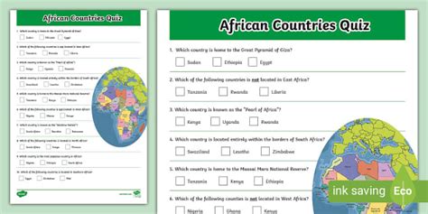 African Countries Quiz (teacher made) - Twinkl