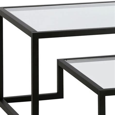 Hivvago 54 inch Black Glass And Steel Coffee Table With Shelf, 53 Inch ...