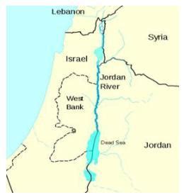 A Cartographic Map Of Countries Around The Jordan River And The Dead Sea. Clockwise, Countries ...