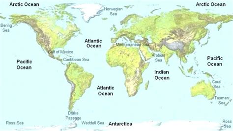 World Map With Oceans Labeled