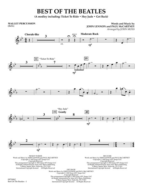 Best of the Beatles - Mallet Percussion Sheet Music | John Moss ...