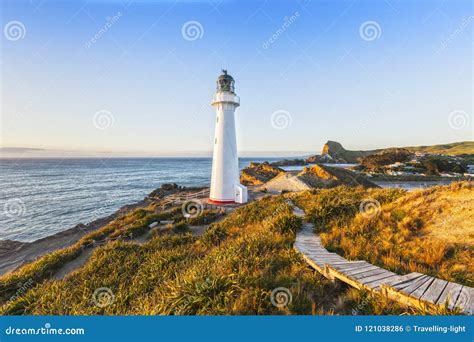 Sunrise at Castlepoint Lighthouse Stock Photo - Image of blue, dawn: 121038286