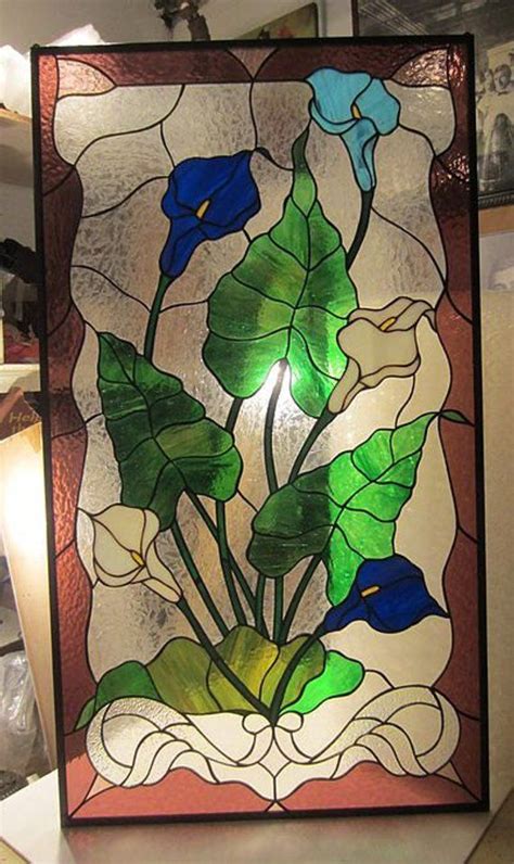 Calla Lilies Stained Glass Window 36 L. X 20 W. - Etsy UK | Stained ...