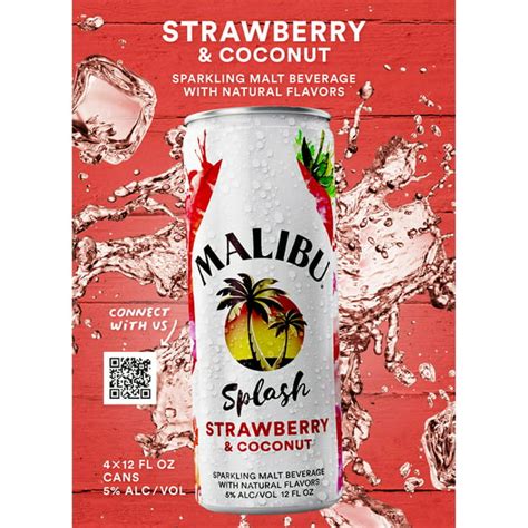 Malibu Beer Malibu Splash Strawberry 4pk - Walmart.com - Walmart.com