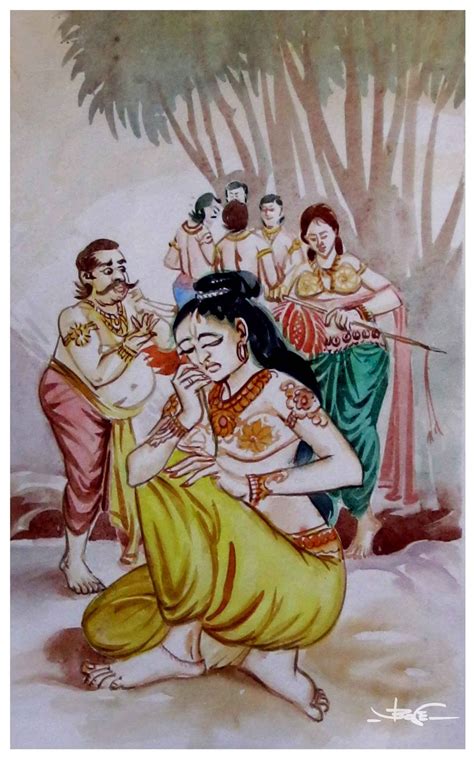 Artists of India: Bheema and Panchali in kalyanasaugadhikam -DPS Bose