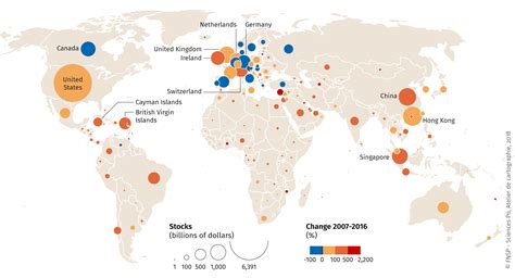 Inward flows of foreign direct investment (FDI), 2007-2016 - World Atlas of Global Issues