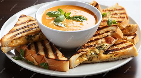 Premium AI Image | Bowl of Tomato Soup and Grilled Cheese Sandwich Isolated