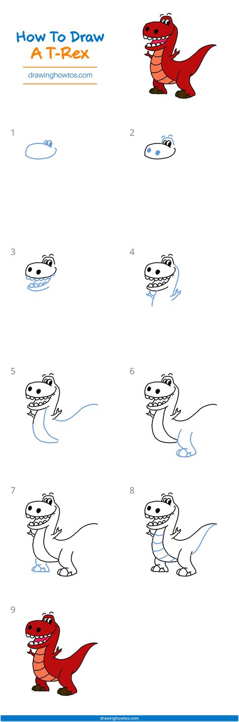 How to Draw a T-Rex - Step by Step Easy Drawing Guides - Drawing Howtos