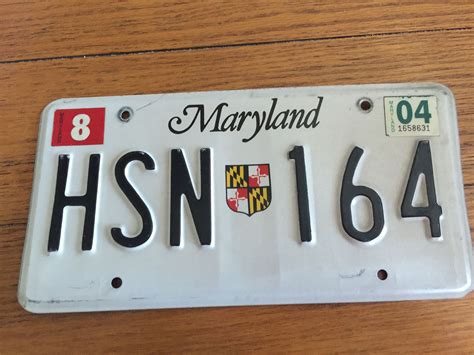 Maryland Standard Issue License Plate