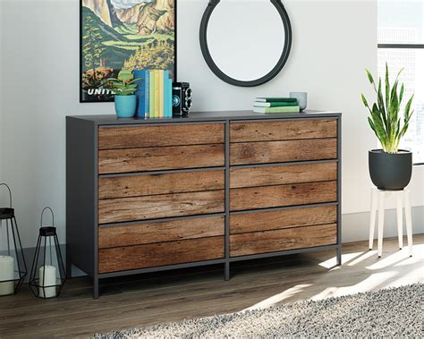 Sauder Boulevard Café Industrial 6-Drawer Dresser with Metal Frame ...