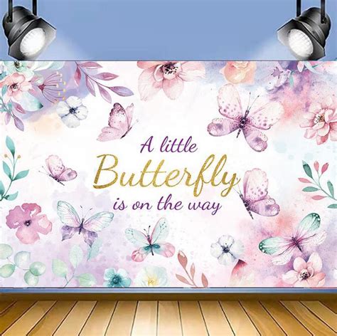 5x3ft Butterfly Baby Shower Backdrop A Little Butterfly is On The Way ...