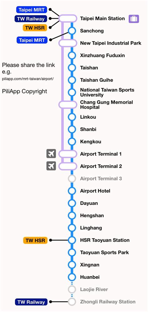 Taoyuan airport mrt map - Taipei mrt map taoyuan airport (Taiwan)