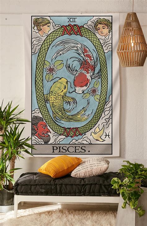 Pisces "The Fish" Zodiac Tarot Astrology Tapestry - Nirvana Threads