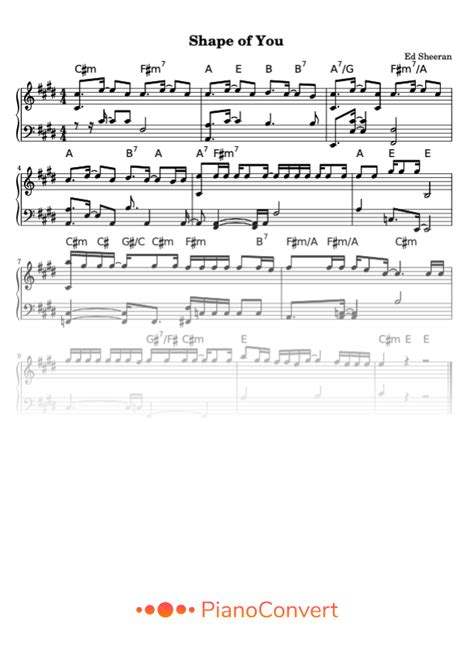 Shape of You - Easy Piano Sheet Music in PDF - La Touche Musicale