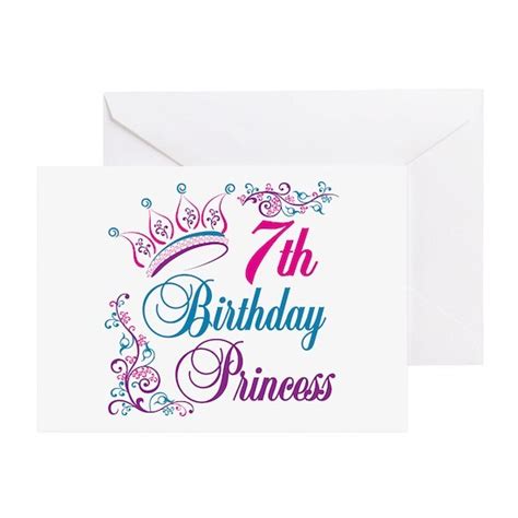 2-bdp7a Greeting Card 7th Birthday Princess Greeting Card by ...