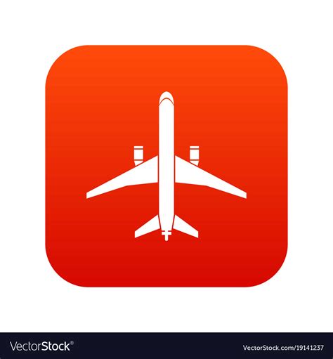 Plane icon digital red Royalty Free Vector Image