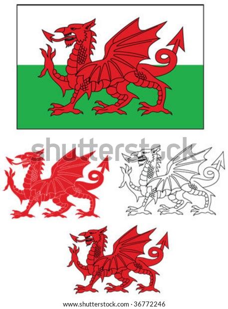 Welsh Flag Dragon Variations Stock Vector (Royalty Free) 36772246