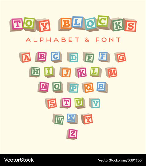 Alphabet blocks baby blocks font Royalty Free Vector Image