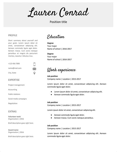 50+ Simple Functional Resume Template Free Download