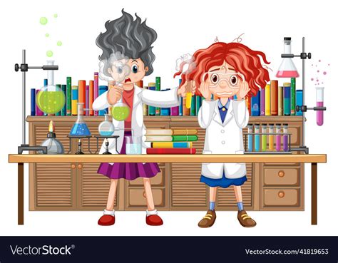 Laboratory scene with scientist cartoon character Vector Image