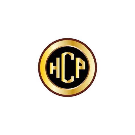 Premium Vector | Creative HCP letter logo design with golden circle