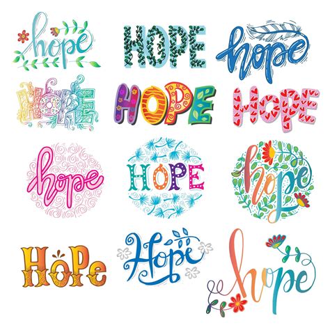 Set of hope hand lettering calligraphy. 692246 Vector Art at Vecteezy