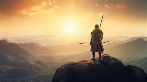 A 4K ultra hd wallpaper of a Samurai warrior standing alone on a misty ...