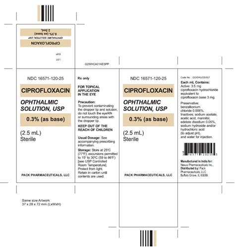 Ciprofloxacin labels and packages - wikidoc