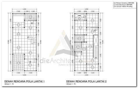 Download Gambar Kerja Denah Pola Lantai 1 Dan 2 - Rumah 2 Lantai ...