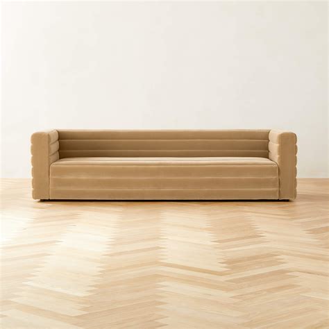 Strato Extra-Large Light Brown Modern Velvet Sofa + Reviews | CB2