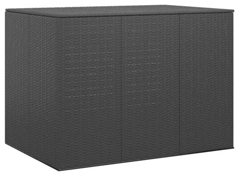 Vidaxl Patio Cushion Box Pe Rattan Black - Tropical - Deck Boxes And Storage - by vidaXL LLC | Houzz