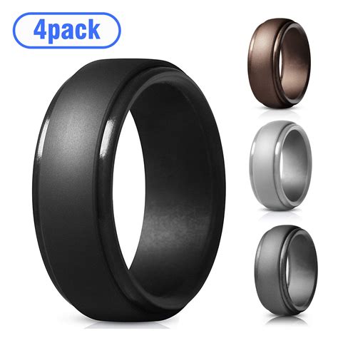 TSV - Silicone Wedding Ring for Men, Particularly Breathable Mens' Rubber Wedding Bands, Size 9 ...