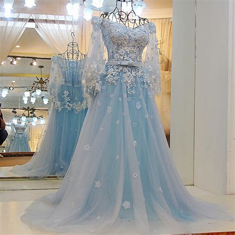 Light Blue Wedding Dresses,lace Wedding Gowns,elegant Prom Dress,ball ...